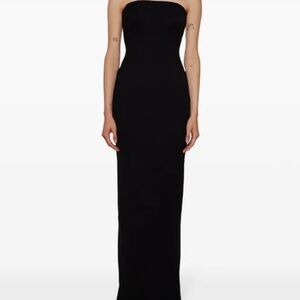 Chic Strapless Black Evening Gown